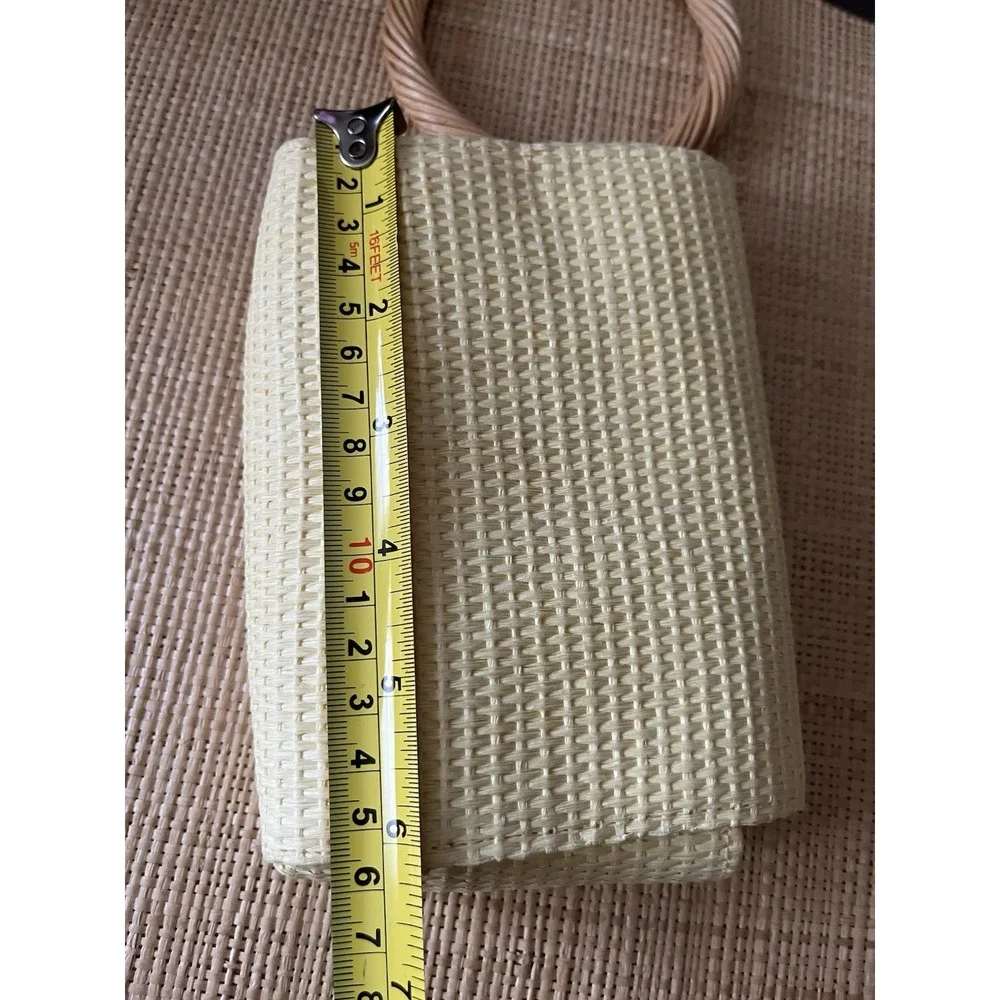 A New Day Straw Bracelet Pouch Clutch Purse Yellow Mini Bag